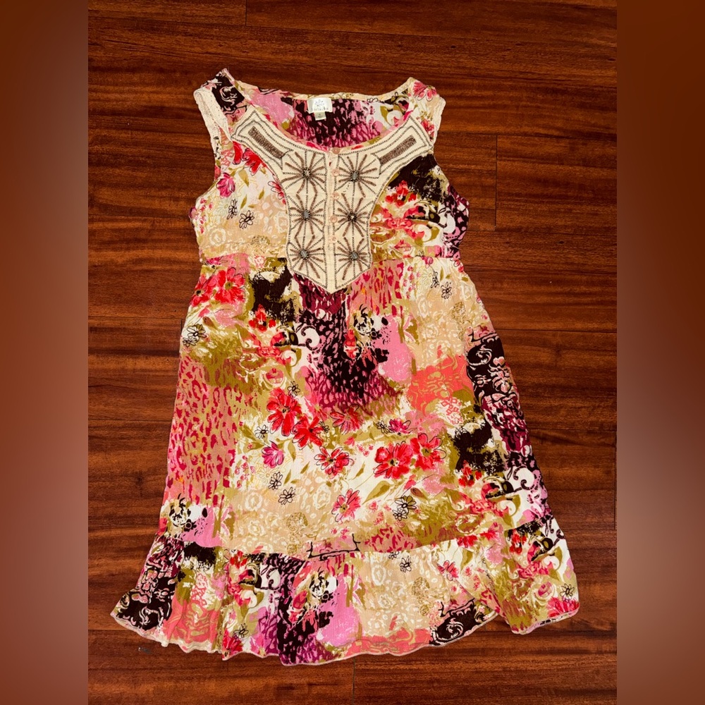 Women’s Floral Embroidered Pink Multi-Color Dress
